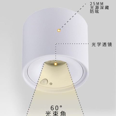 led嵌入式筒灯红外感应灯楼梯入户过道玄关家用明装人体感应射灯图3