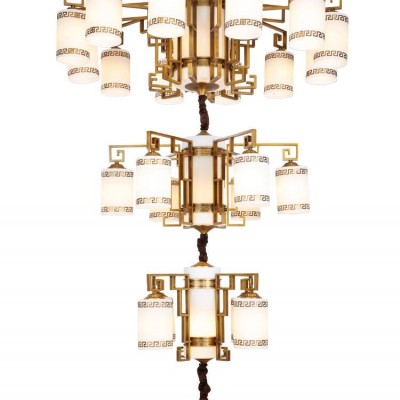 樊灯6231北欧全铜楼梯长吊灯轻奢别墅欧式中式餐厅艺术灯饰