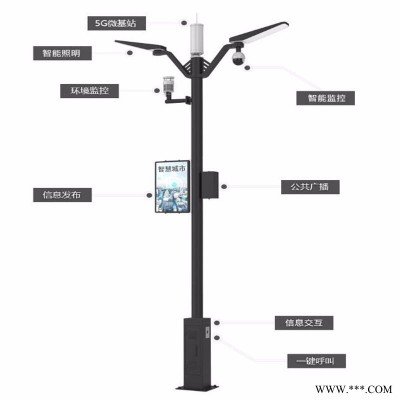 重庆智慧路灯厂家 太阳能智慧路灯系统6米户外道路灯杆屏 智慧路灯批发