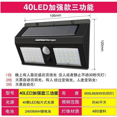 太阳能多功能人体感应户外壁灯庭院灯投光路灯家用室内电灯图3