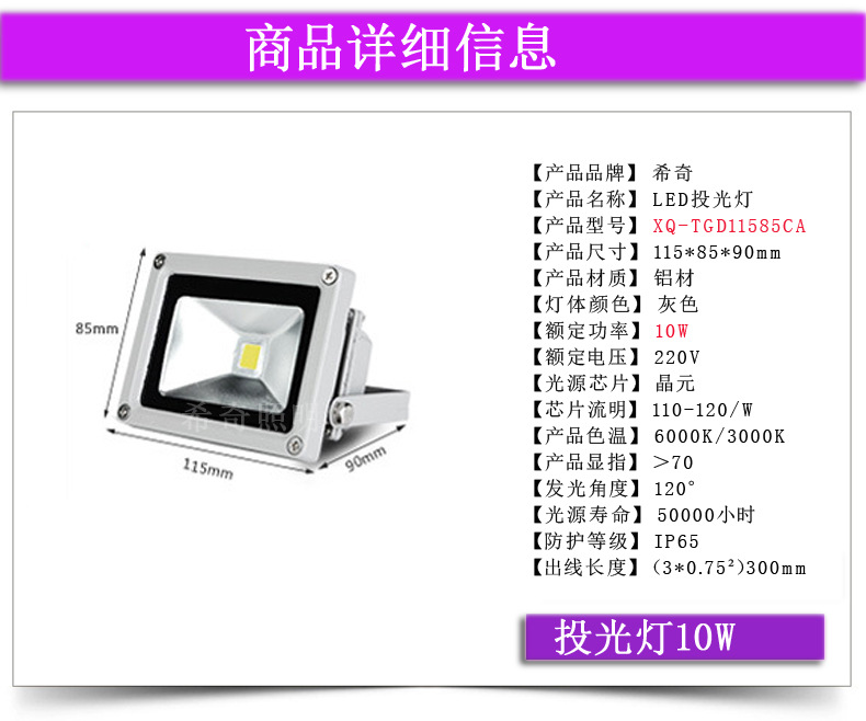 广告射灯亮化工程led投光灯50W 绿化园林照树灯外墙投射灯示例图14