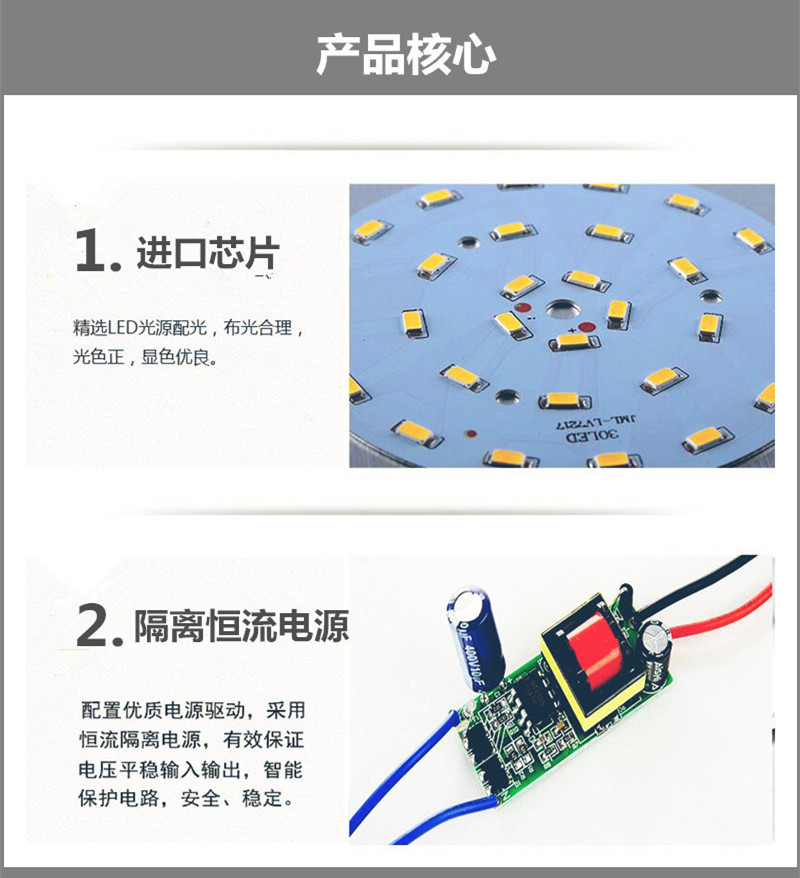 led筒灯5W/3寸酒店客厅7.5开孔工程射灯LED天花灯套件 铝材筒灯示例图2