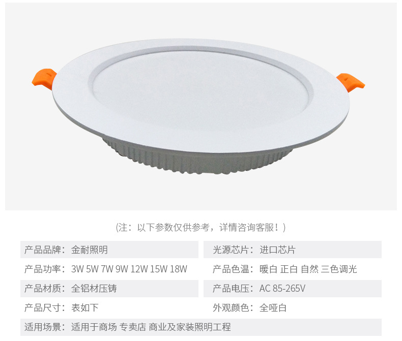 酒店商场防雾led筒灯3w5w7w12w18w工程射灯LED面板灯哑白天花灯示例图4