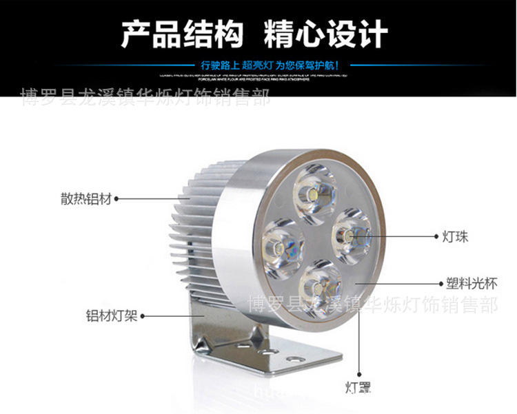 超亮led电动车灯前大灯射灯12V48V60V72V改装摩托车外置强光大灯示例图1