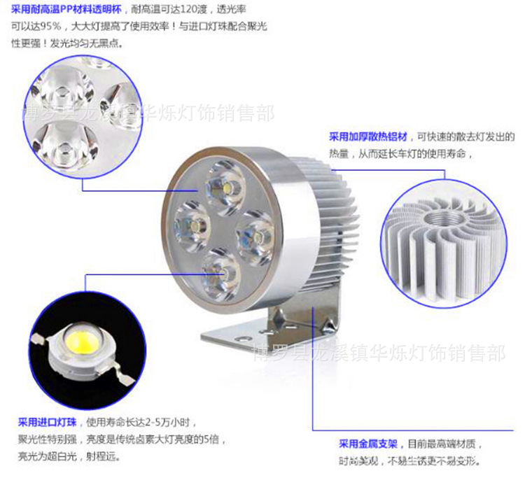 超亮led电动车灯前大灯射灯12V48V60V72V改装摩托车外置强光大灯示例图10