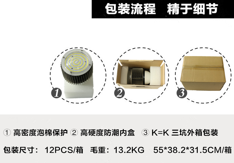 工业耐温圆锥LED灯泡70W螺口E40 E39 E27 E26LED球泡灯 节能灯示例图9