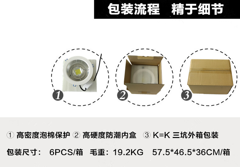 室内LED射灯 KW-SD50W 60W 80W 100W 6寸8寸10寸大瓦数COB射灯示例图11