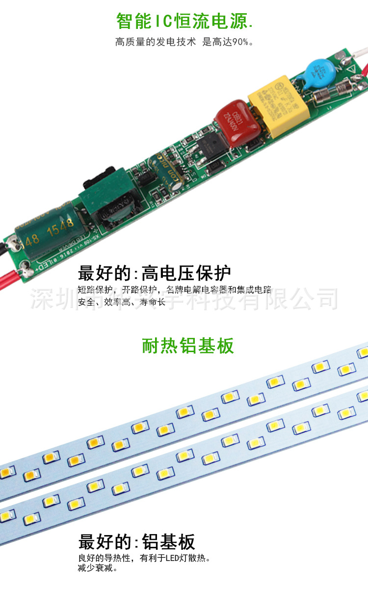 爱德视led灯管1.2米T8分体客厅灯管室内照明超亮节能日光灯管示例图3