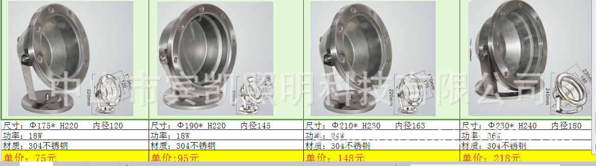 宾凯照明 低压水下灯 嵌入式水底灯 生产厂家