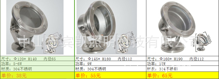 LED不锈钢水底灯户外景观LED水底灯公园广场水池水底灯示例图9