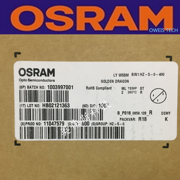 osram欧司朗3W灯珠,LYW5SM-HYJY-46,590nm,黄色,霓虹灯广告光源示例图7