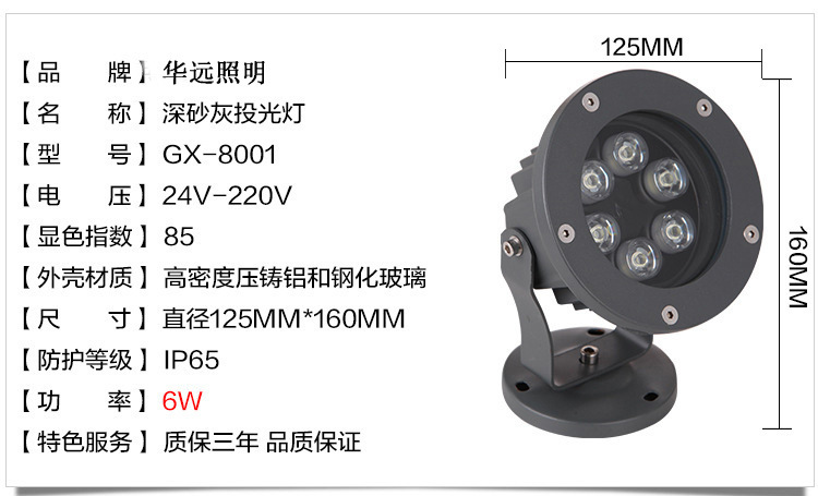 LED投光灯 户外泛光灯 投射灯灯3w5w6w7w9w12w18w24w36w48w聚光灯示例图14