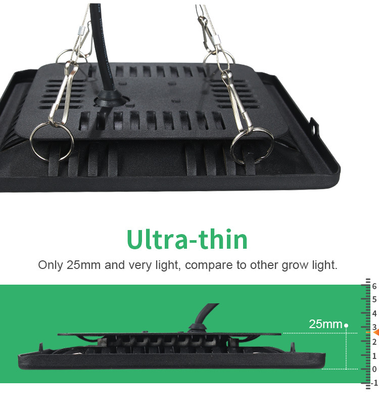 超薄植物灯 110v Led 全光谱COB 防水花卉蔬菜地下室 投光灯 吊装示例图13