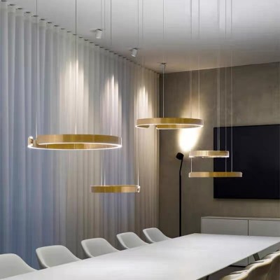 客厅吊灯北欧简约设计师圆环不锈钢C形现代创意餐厅卧室办公室灯